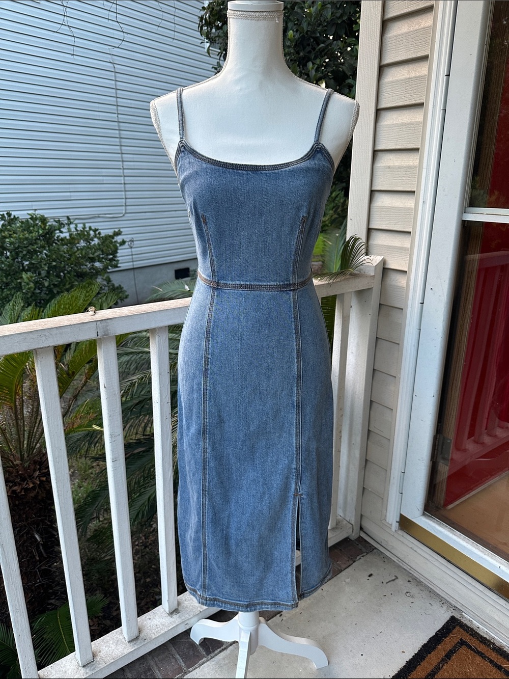 Denim Slip Midi Dress in Blue Steve MADDEN Giselle